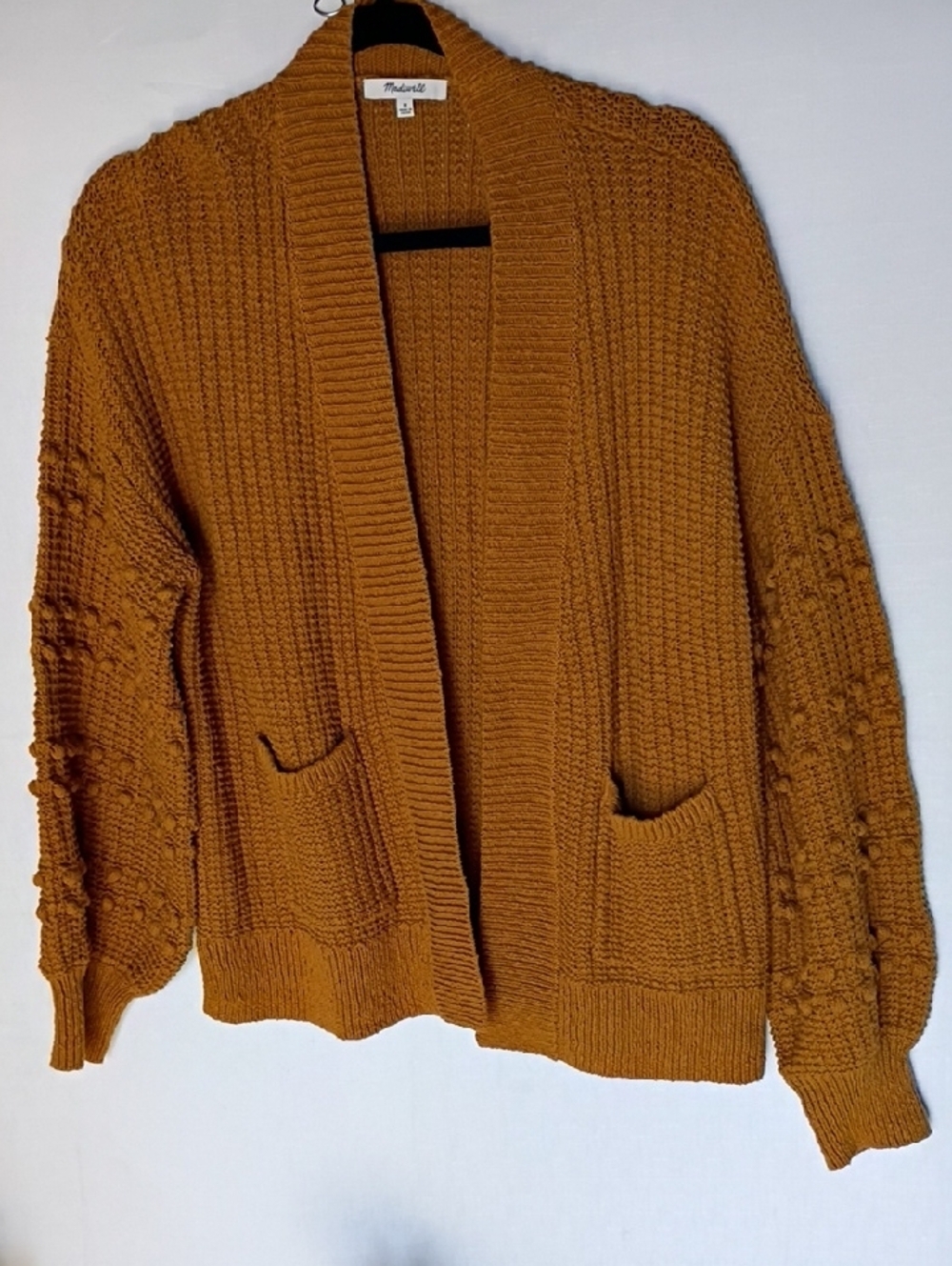 Madewell Women's  Bobble Sleeve Sycamore Cardigan Egyptian Gold Size M - Picture 4 of 10
